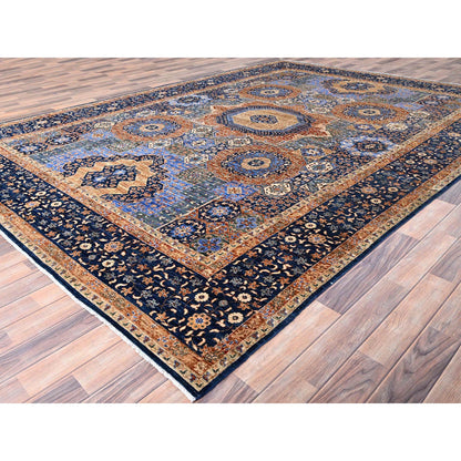 Mamluk Wool Hand Knotted Rug Blue Blue 8.9X12.10 -O085869