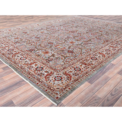 Fine Oriental Wool Hand Knotted Rug Grey Ivory 9.0X12.0 -O085870