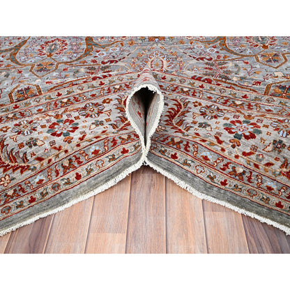 Fine Oriental Wool Hand Knotted Rug Grey Ivory 9.0X12.0 -O085870