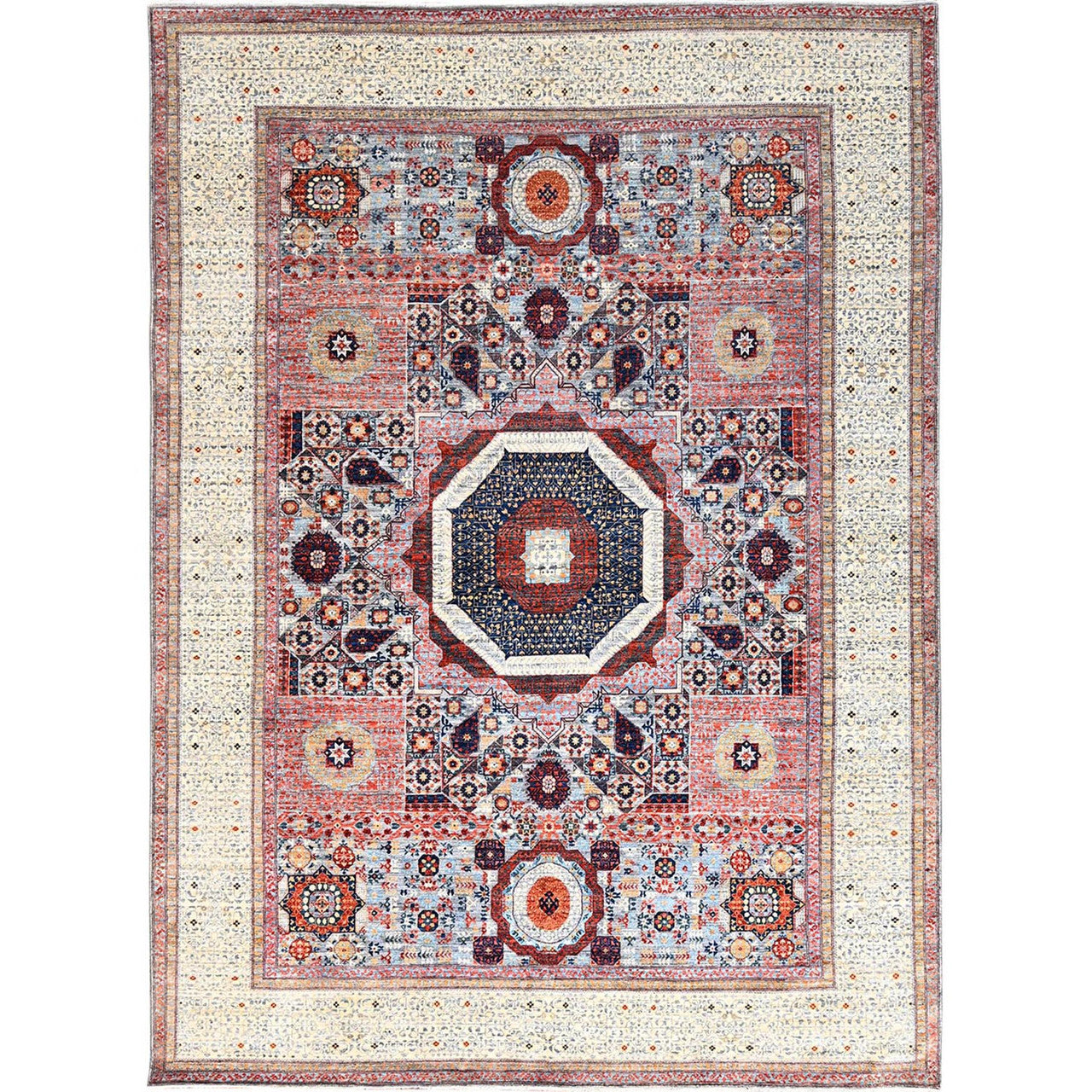 Red 8'10" x 12'0" Mamluk Hand knotted Wool Rug - Sku: O085871