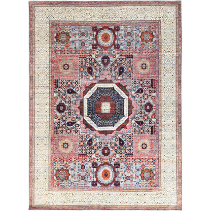Mamluk Wool Hand Knotted Rug Red Ivory 8.10X12.0 -O085871