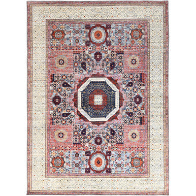 Mamluk Wool Hand Knotted Rug Red Ivory 8.10X12.0 -O085871