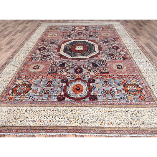 Mamluk Wool Hand Knotted Rug Red Ivory 8.10X12.0 -O085871