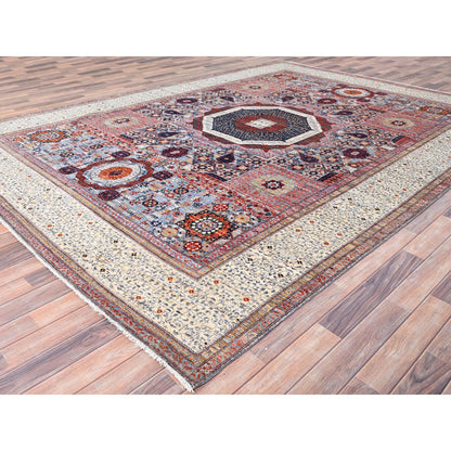 Mamluk Wool Hand Knotted Rug Red Ivory 8.10X12.0 -O085871