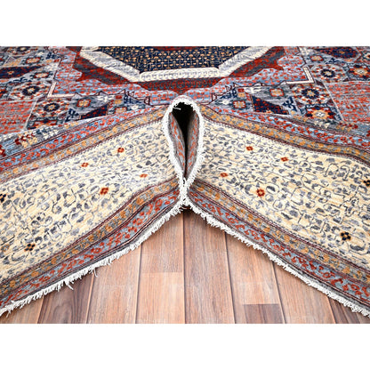 Mamluk Wool Hand Knotted Rug Red Ivory 8.10X12.0 -O085871