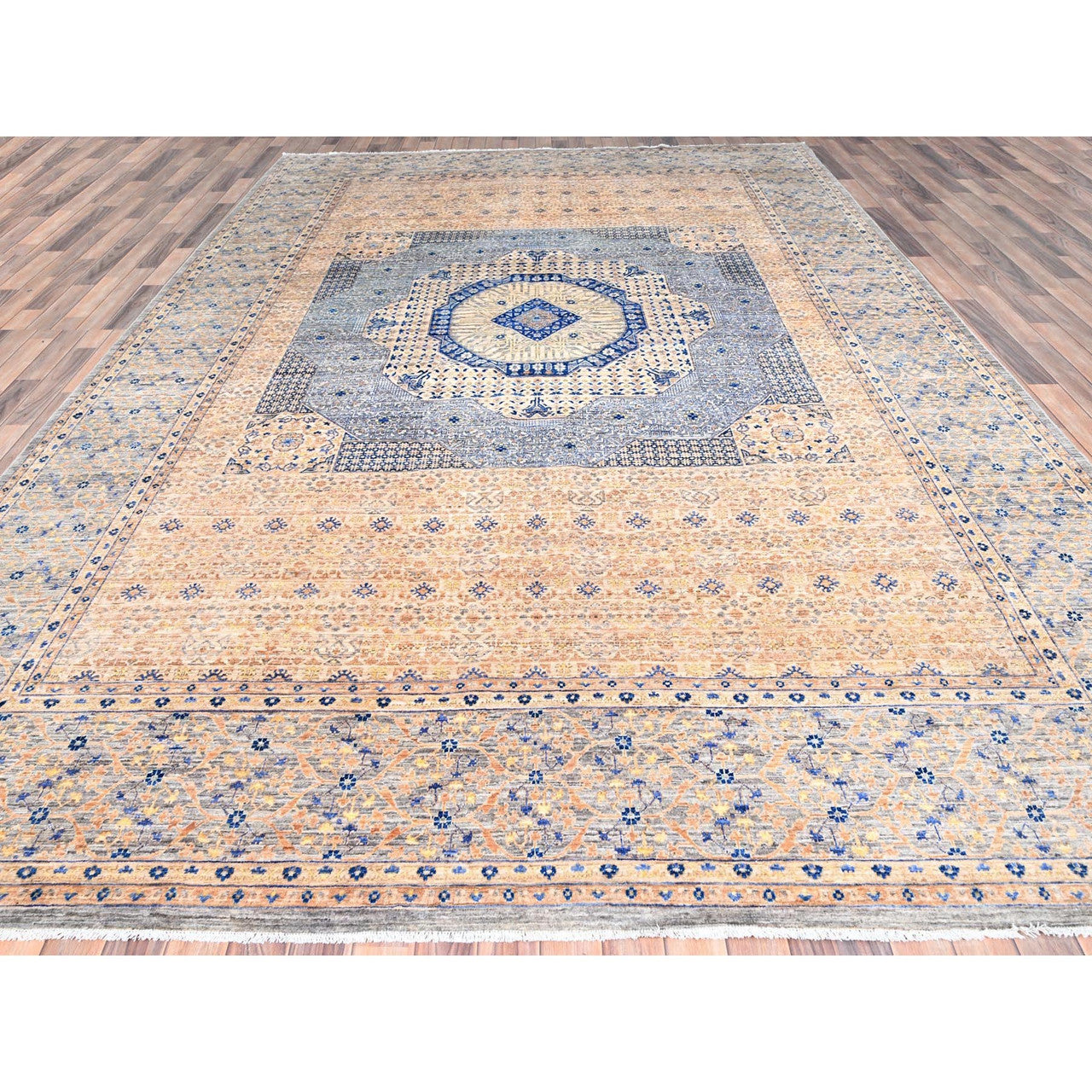 Mamluk Wool Hand Knotted Rug Brown Almond Brown 9.10X13.10 -O085873