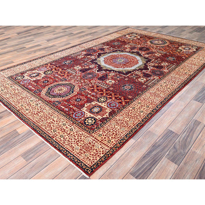 Mamluk Wool Hand Knotted Rug Red Cream Color 5.9X9.7 -O085882