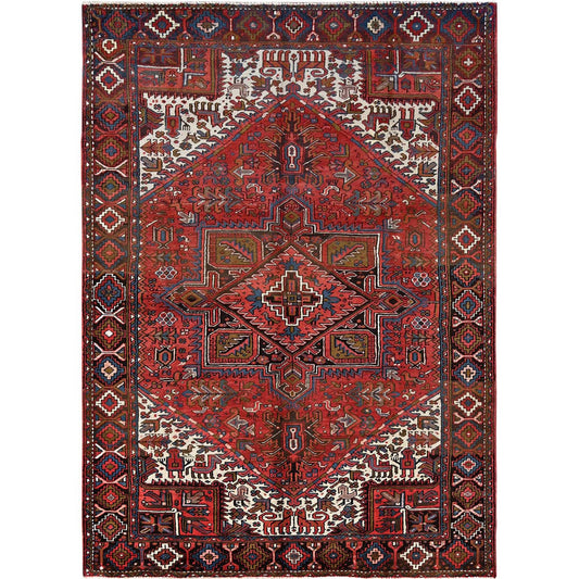 Heriz Wool Hand Knotted Rug Red Red 7.6X10.7 -O085888
