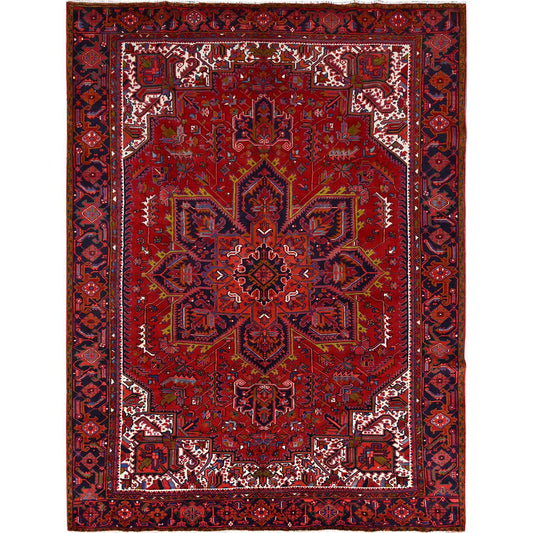 Heriz Wool Hand Knotted Rug Red Blue 9.11X12.9 -O085889