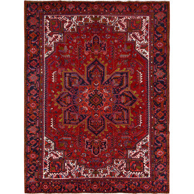 Heriz Wool Hand Knotted Rug Red Blue 9.11X12.9 -O085889