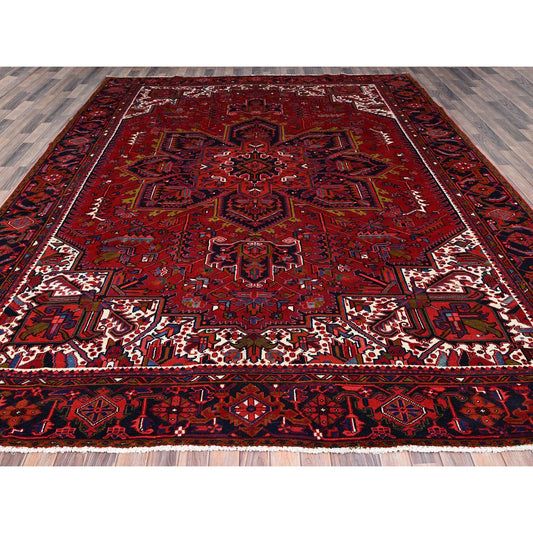 Heriz Wool Hand Knotted Rug Red Blue 9.11X12.9 -O085889