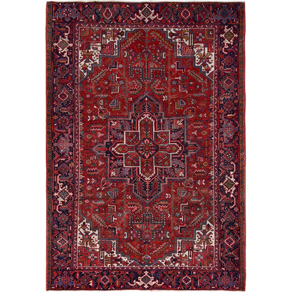 Heriz Wool Hand Knotted Rug Red Blue 7.10X11.1 -O085891