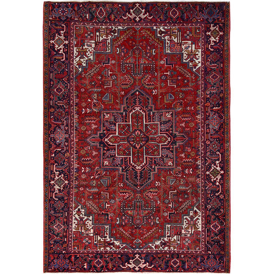 Heriz Wool Hand Knotted Rug Red Blue 7.10X11.1 -O085891