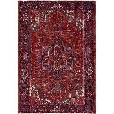 Heriz Wool Hand Knotted Rug Red Blue 7.10X11.1 -O085891