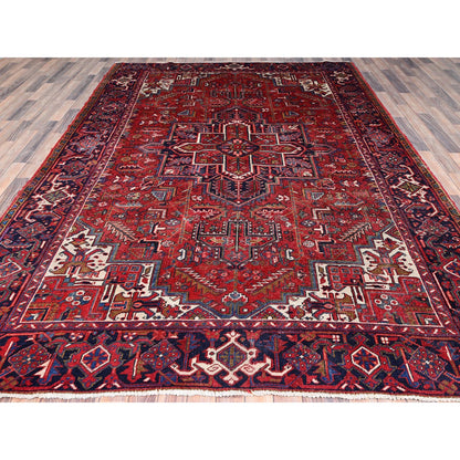 Heriz Wool Hand Knotted Rug Red Blue 7.10X11.1 -O085891