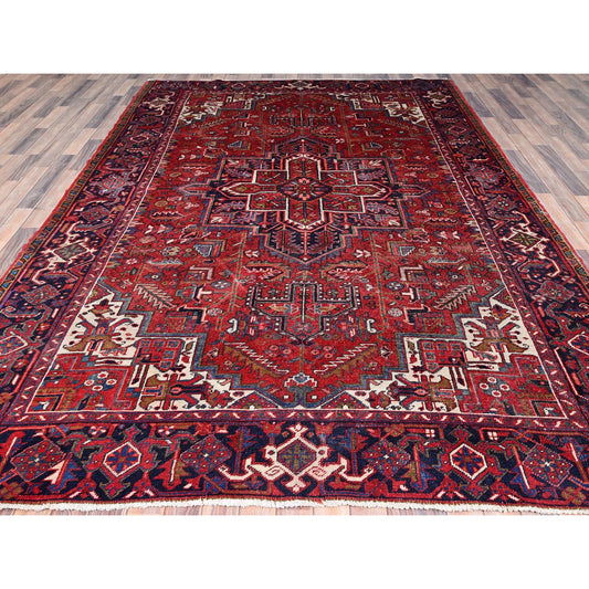 Heriz Wool Hand Knotted Rug Red Blue 7.10X11.1 -O085891