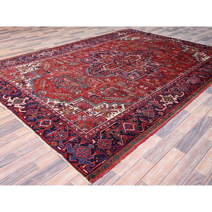 Heriz Wool Hand Knotted Rug Red Blue 7.10X11.1 -O085891