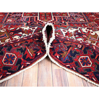 Heriz Wool Hand Knotted Rug Red Blue 7.10X11.1 -O085891