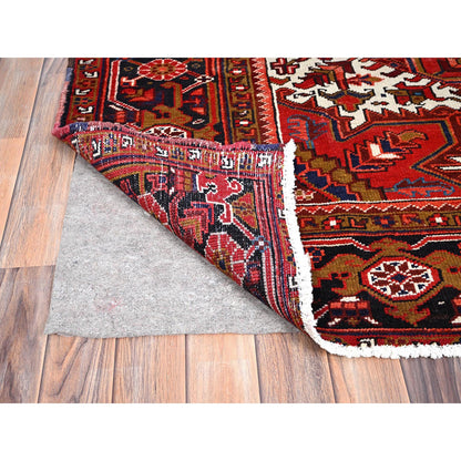 Heriz Wool Hand Knotted Rug Red Black 7.0X9.1 -O085901