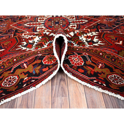 Heriz Wool Hand Knotted Rug Red Black 7.0X9.1 -O085901