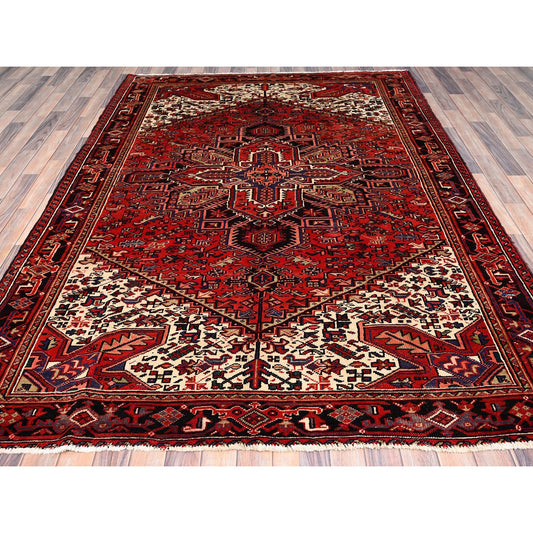 Heriz Wool Hand Knotted Rug Red Black 6.7X9.3 -O085903