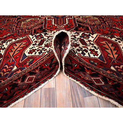 Heriz Wool Hand Knotted Rug Red Black 6.7X9.3 -O085903