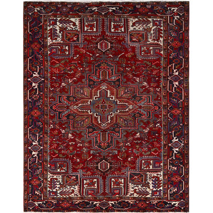 Heriz Wool Hand Knotted Rug Red Black 8.4X10.3 -O085905