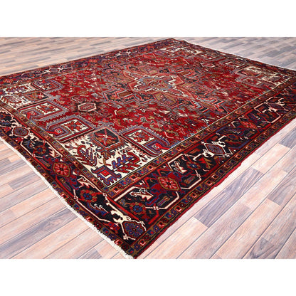 Heriz Wool Hand Knotted Rug Red Black 8.4X10.3 -O085905