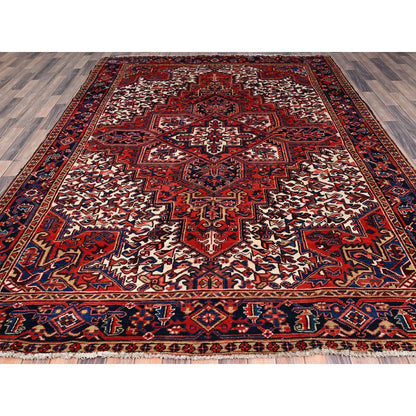 Heriz Wool Hand Knotted Rug Red Black 7.4X10.2 -O085914