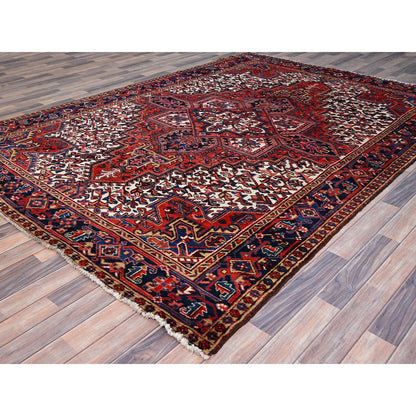 Heriz Wool Hand Knotted Rug Red Black 7.4X10.2 -O085914
