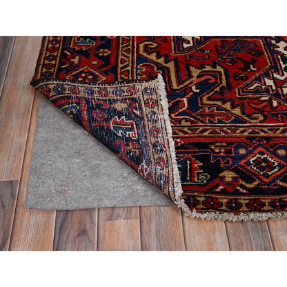 Heriz Wool Hand Knotted Rug Red Black 7.4X10.2 -O085914
