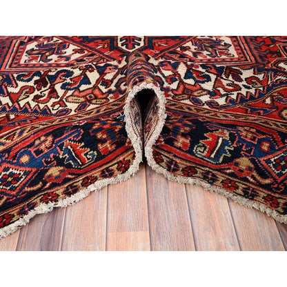 Heriz Wool Hand Knotted Rug Red Black 7.4X10.2 -O085914