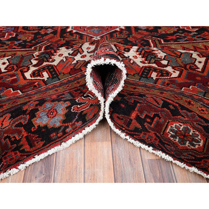 Heriz Wool Hand Knotted Rug Red Black 10.1X12.10 -O085915
