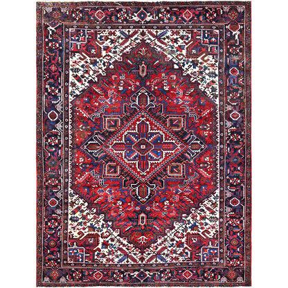 Heriz Wool Hand Knotted Rug Red Black 7.2X9.6 -O085916