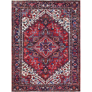 Heriz Wool Hand Knotted Rug Red Black 7.2X9.6 -O085916