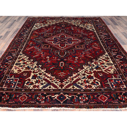 Heriz Wool Hand Knotted Rug Red Black 7.2X9.6 -O085916
