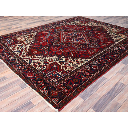 Heriz Wool Hand Knotted Rug Red Black 7.2X9.6 -O085916