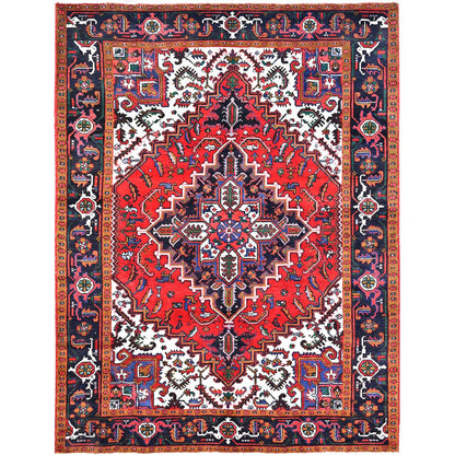 Heriz Wool Hand Knotted Rug Red Blue 6.7X9.2 -O085919