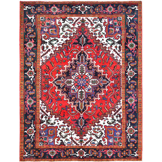 Heriz Wool Hand Knotted Rug Red Blue 6.7X9.2 -O085919