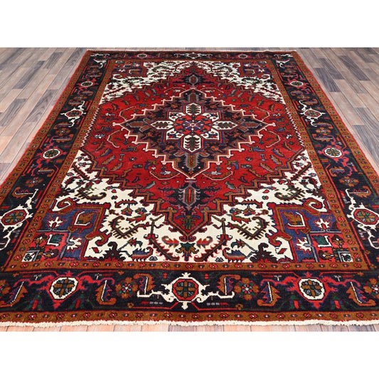 Heriz Wool Hand Knotted Rug Red Blue 6.7X9.2 -O085919