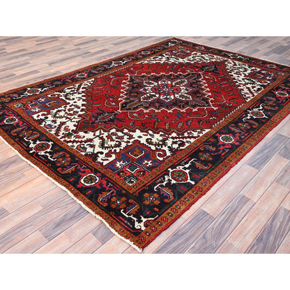 Heriz Wool Hand Knotted Rug Red Blue 6.7X9.2 -O085919