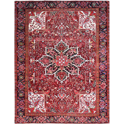 Heriz Wool Hand Knotted Rug Red Black 9.10X12.5 -O085920