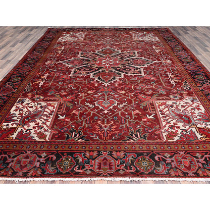 Heriz Wool Hand Knotted Rug Red Black 9.10X12.5 -O085920