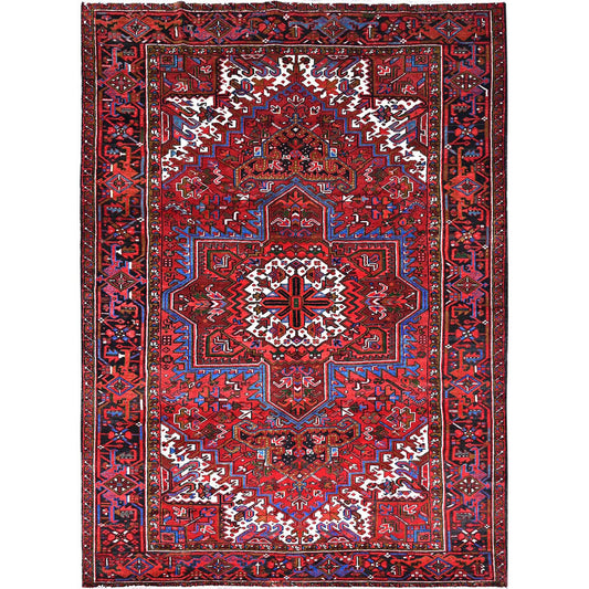 Heriz Wool Hand Knotted Rug Red Black 8.0X11.0 -O085921