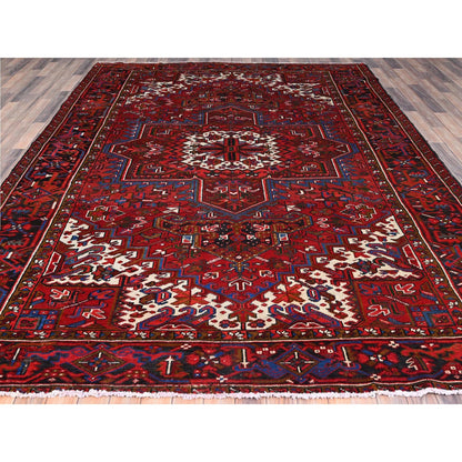 Heriz Wool Hand Knotted Rug Red Black 8.0X11.0 -O085921