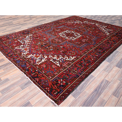 Heriz Wool Hand Knotted Rug Red Black 8.0X11.0 -O085921