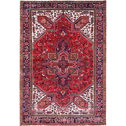 Heriz Wool Hand Knotted Rug Red Blue 7.0X9.11 -O085923