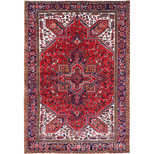 Heriz Wool Hand Knotted Rug Red Blue 7.0X9.11 -O085923