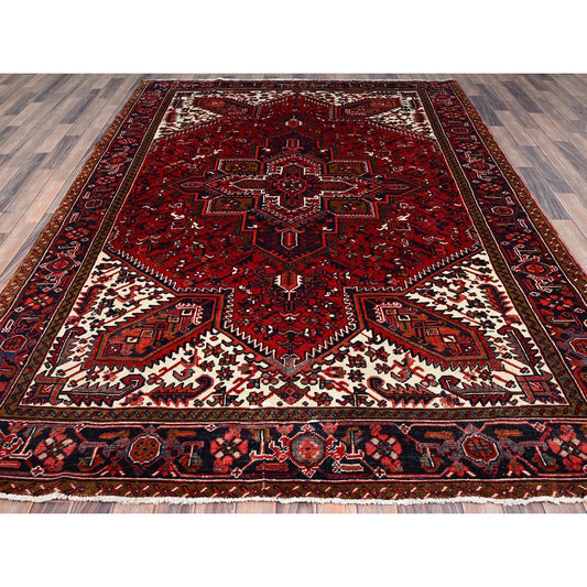 Heriz Wool Hand Knotted Rug Red Blue 7.0X9.11 -O085923