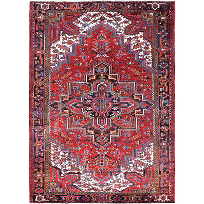 Heriz Wool Hand Knotted Rug Red Black 8.0X11.0 -O085928